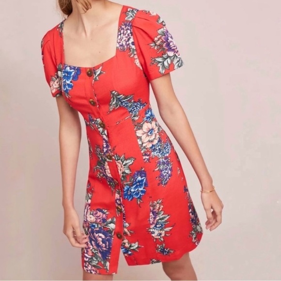 Anthropologie Dresses & Skirts - Anthropologie Red Floral Mini Dress